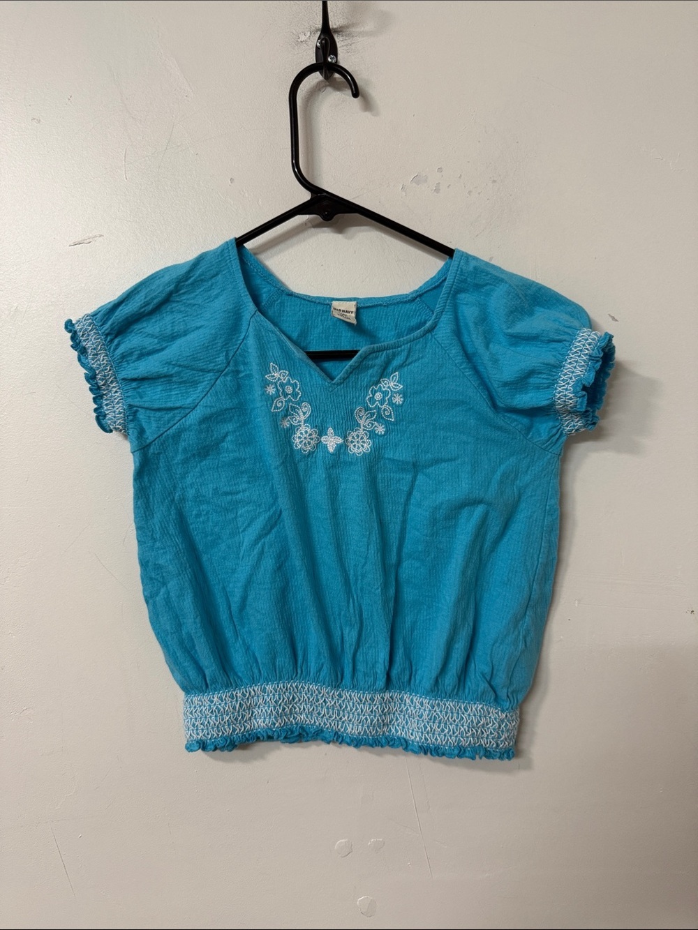Old Navy Turquoise Blue Embroidered Women's Top Y2K